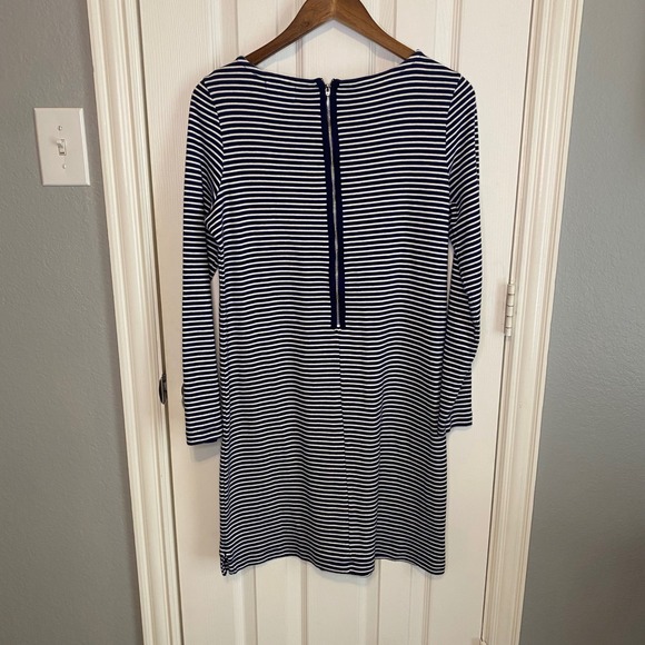 Vineyard Vines Shift Dress Womens Medium Blue White Striped Long Sleeve Zip Back - Picture 2 of 4